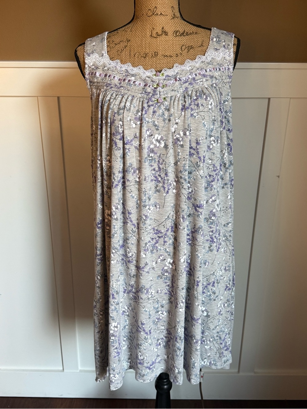 Charter Club Intimates Floral Lace Nightgown XL Cottagecore Sleep Chemise